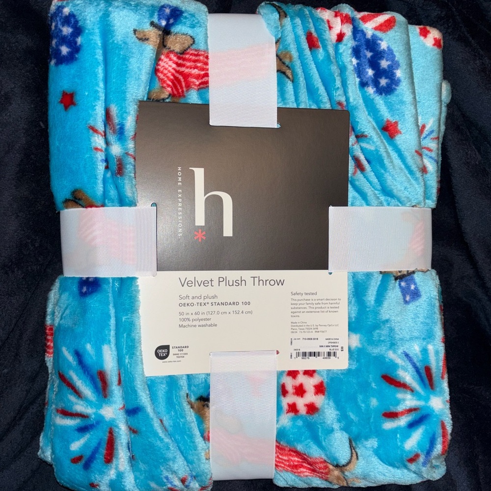 4th of July all Dachshund Doxie Dog Patriotic Blanket Soft Velvet Plush Throw